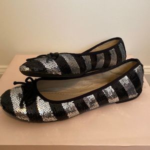 Nine West black and silver sequin flats. Size 9.5